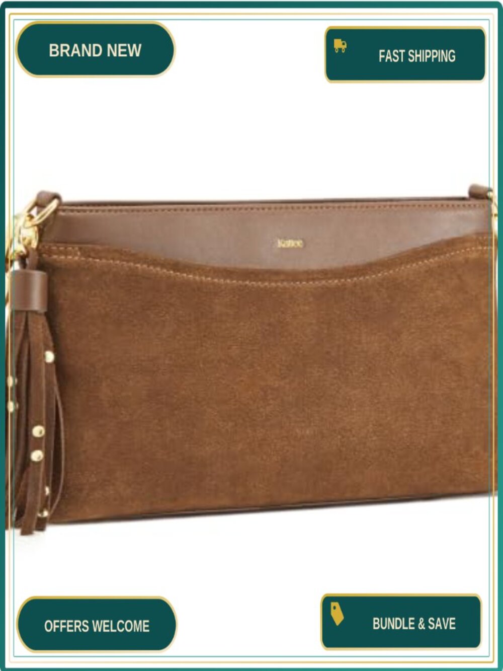 Genuine Suede Leather Crossbody Bag Adjustable Removable Strap